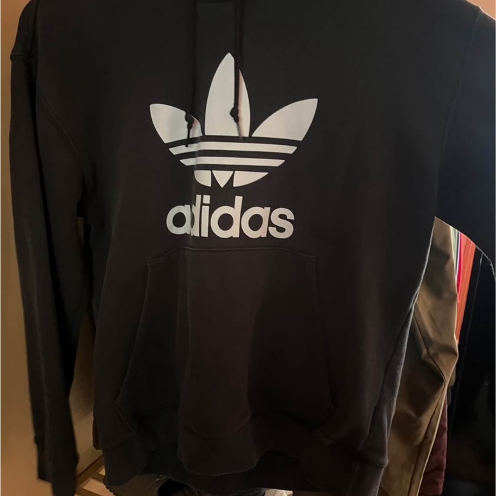 adidas Black Crewneck Trefoil Logo Sweatshirt
